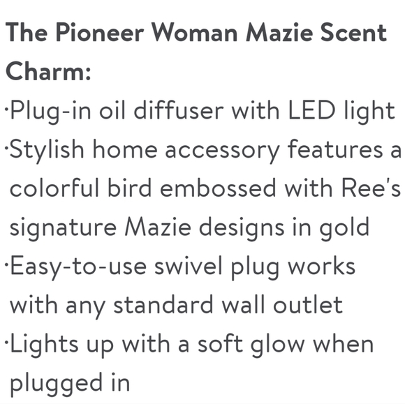 🐦 New Pioneer Woman Mazie Scent Charm  Fragrance Oil Diffuser - Picture 2 of 5